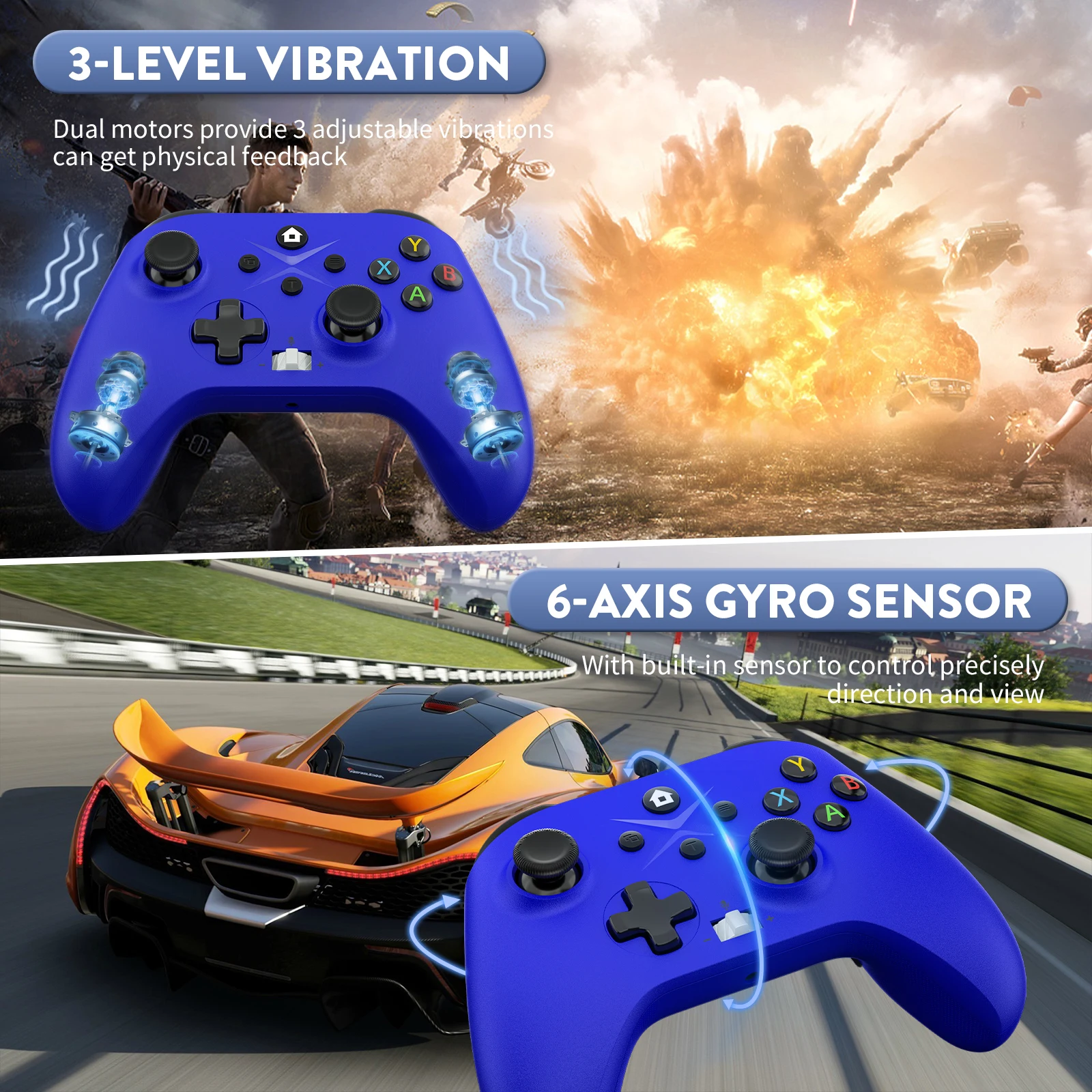 لوحة ألعاب لاسلكية لأجهزة Xbox One Xbox Series S Xbox Series X وحدة تحكم PC Win10 Dual Vibra مع وحدة تحكم ألعاب جيروسكوب بستة محاور