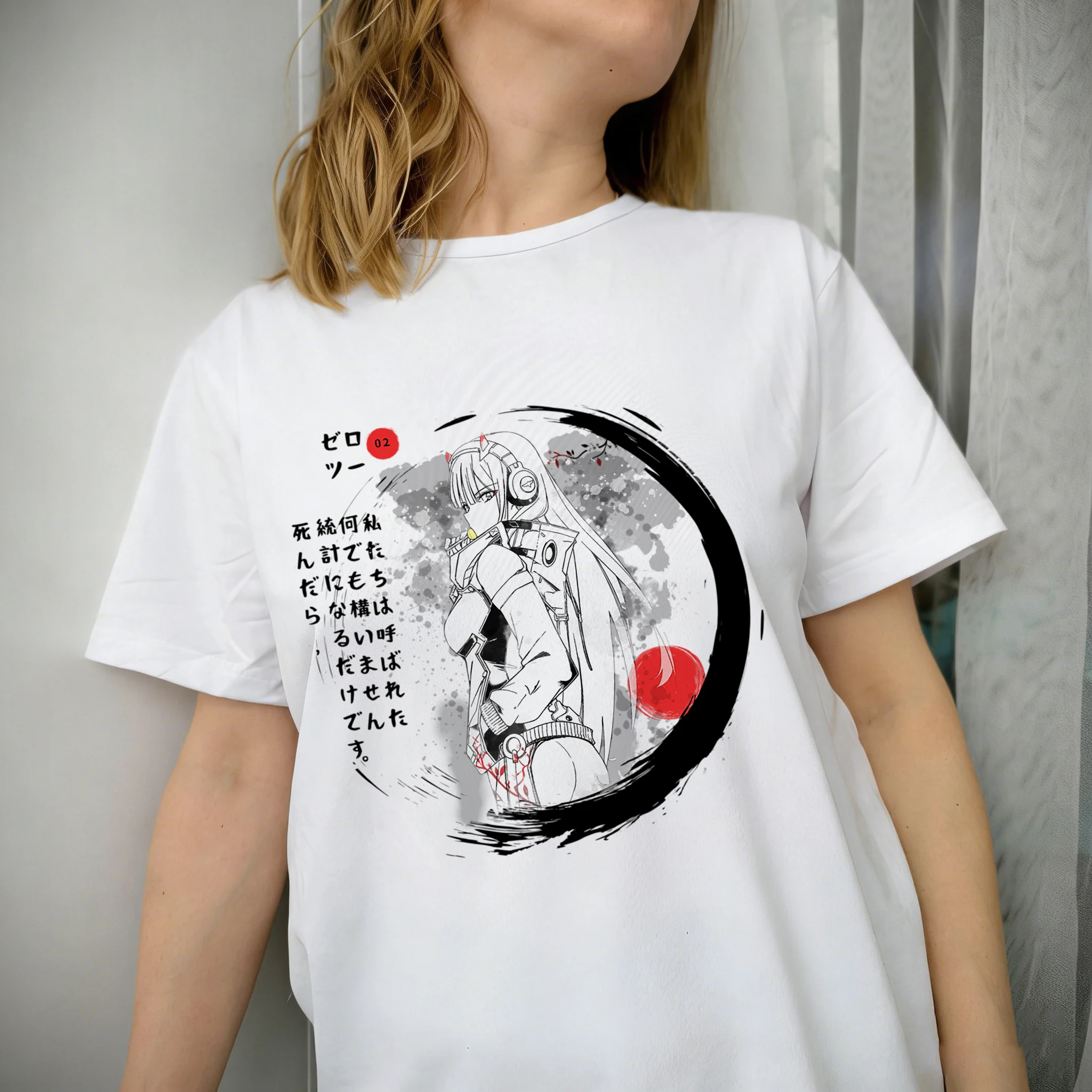 DARLING in FRANXX,Kawaii Waifu, ZERO TWO 02, Funny Anime Tshirt ,Men White Casual T-Shirt ,Unisex Otaku Streetwear tee