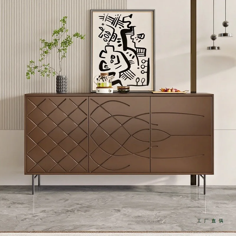 Mid-style entryway cabinet entrance shoe cabinet vintage fish scale carving sideboard living room storage decoration cabinet
