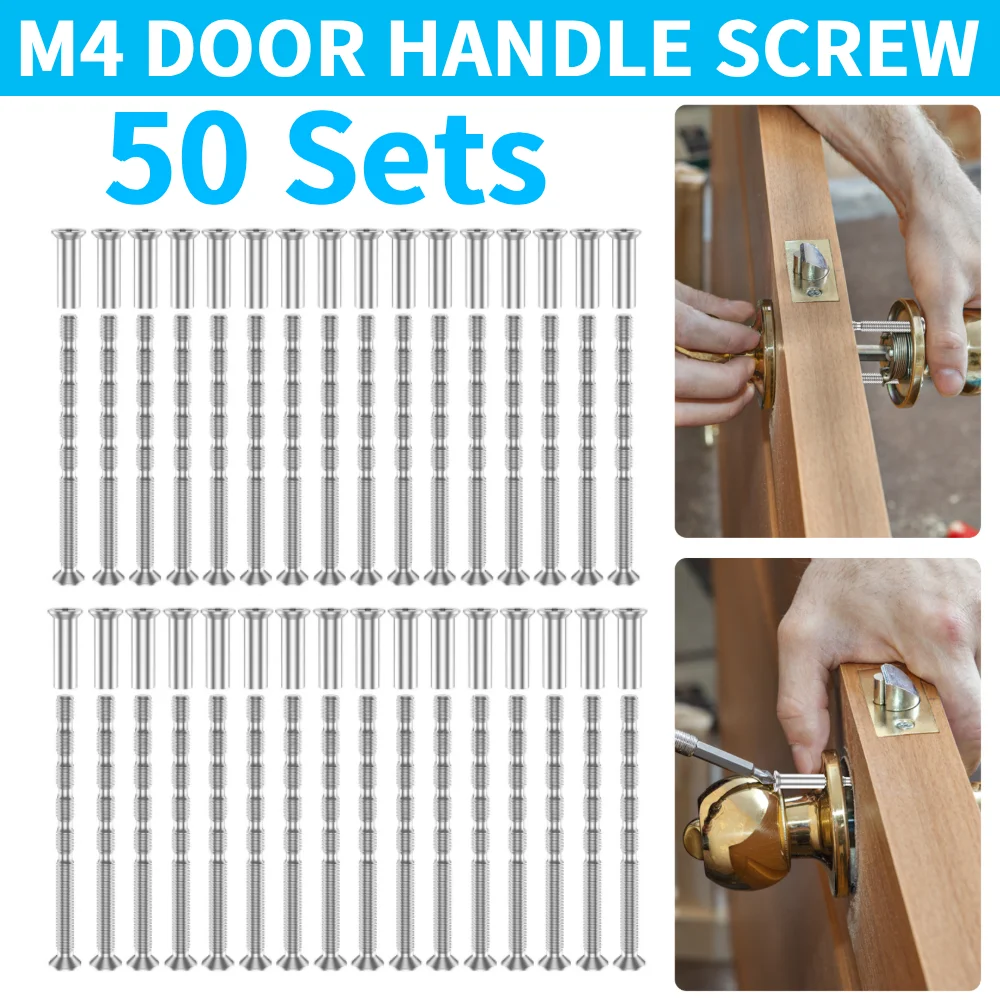 

50Sets M4 Door Handle Fixing Screw Bolts Snap Off Cuttable Connecting Screws for Door Handle Roses Knobs Door Lock & Escutcheons