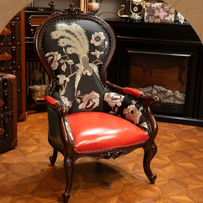 

All solid wood sofa chair All solid wood chair American wood tiger chair Living room single Bedroom