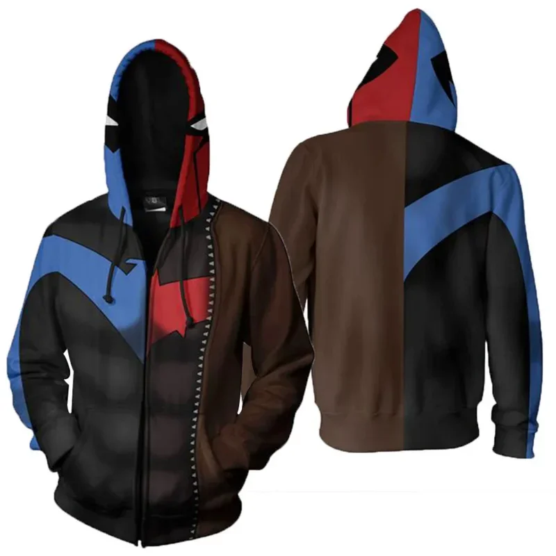 2023 Dick Grayson Robin Cosplay Costume Nightwing Hoodie Sweatshirt Jacket Hoodie Cosplay Tops Men Women Sportswear Streetwear