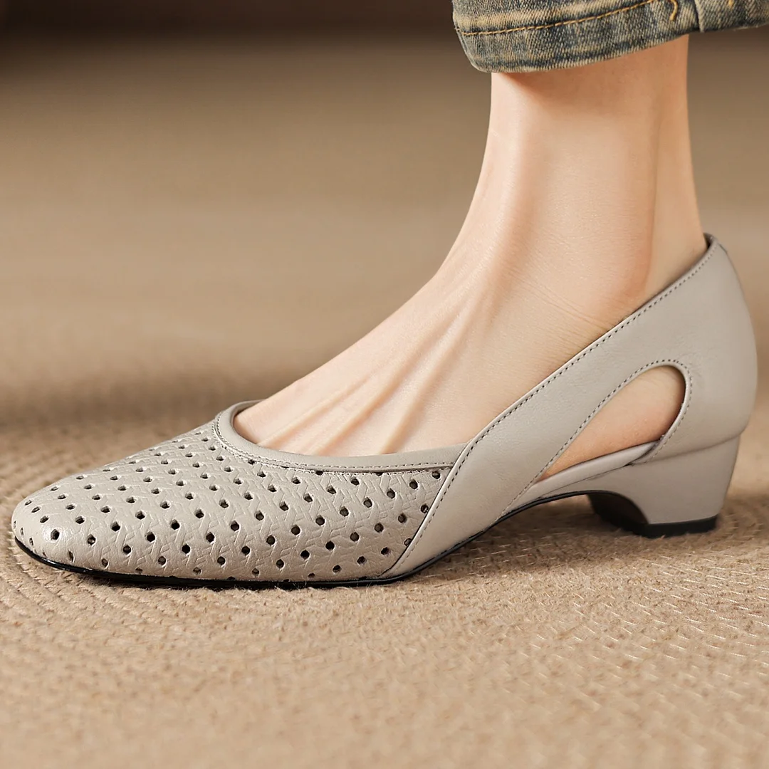 

Летние женские туфли-слиперы Danxuefei 2026 из овчины с вырезами, квадратным носком, на каблуке-рюмочке 3,5 см, размер 40