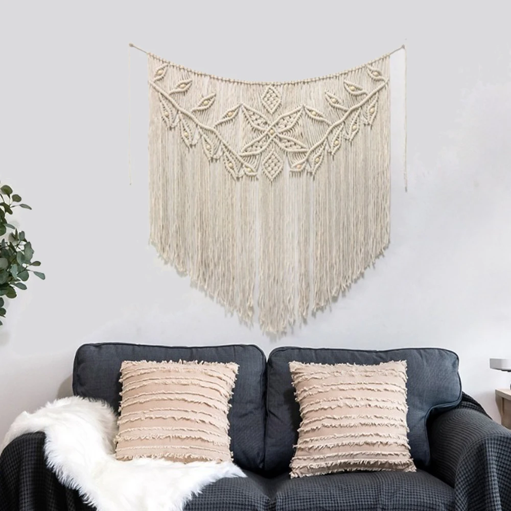 

Macrame Home Decor Bohemian Leaf Tassels Handwoven Cotton Rope Boho Art Fringe Tapestry Wall Hanging Tapestry Gift