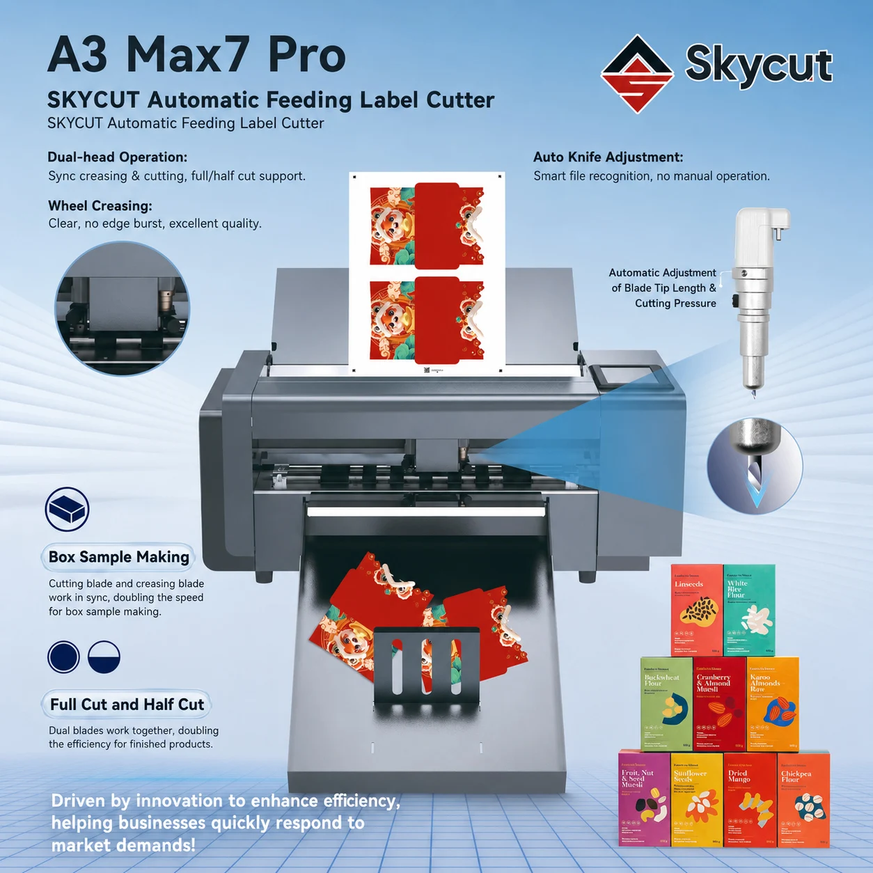 Skycut A3MAX7-Pro Sticker Sheet Label Cutter Digital A3 Die Cutting Machine Auto Feeding Contour Cutter