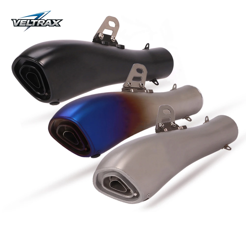 Veltrax Universal Motorcycle 51mm Slip-On Dolphin Exhaust Muffler for Ninja 400 Z900 YZF R3 YZF R15 GSXR K8 K9 K11