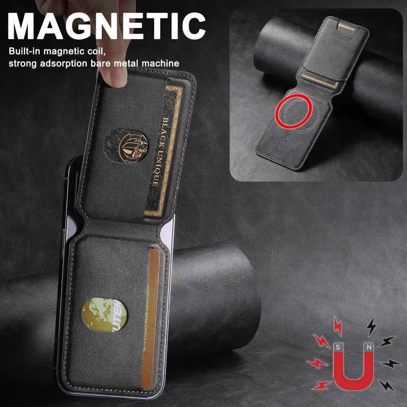 Magsafe Magnetic Card Holder para iPhone, Capa de Celular de Couro, Carteira de Identificação, iPhone 14, iPhone 11, iPhone 12, iPhone 13, iPhone 15 Pro Max, iPhone 15Plus, Luxo