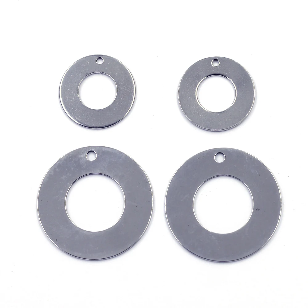 

10Pcs Pendants Silver Tone Double Circle Round Stainless Steel Blank Stamping Tags