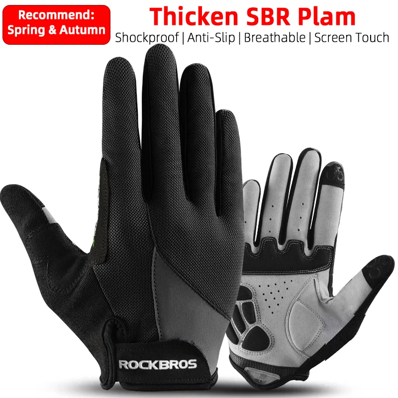 ROCKBROS Bike Handschuhe Frühling Herbst Atmungs Volle Finger Fahrrad Handschuhe Fäustlinge Bildschirm Touch Außen MTB Road Radfahren Handschuhe