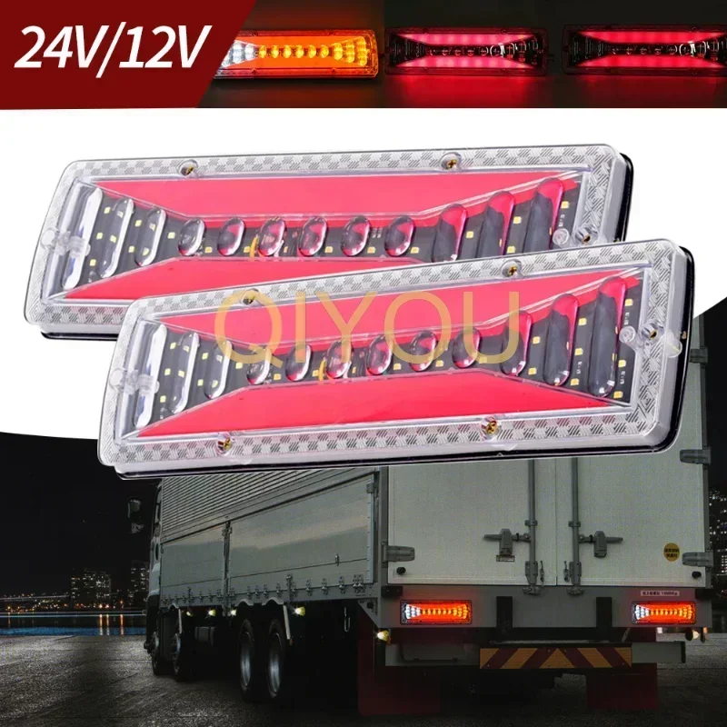 2PCS 12V Dynamic LED Car Truck Tail Light Turn Signal Rear Brake Light Reverse Signal Lamp for Trailer Lorry Bus Campers