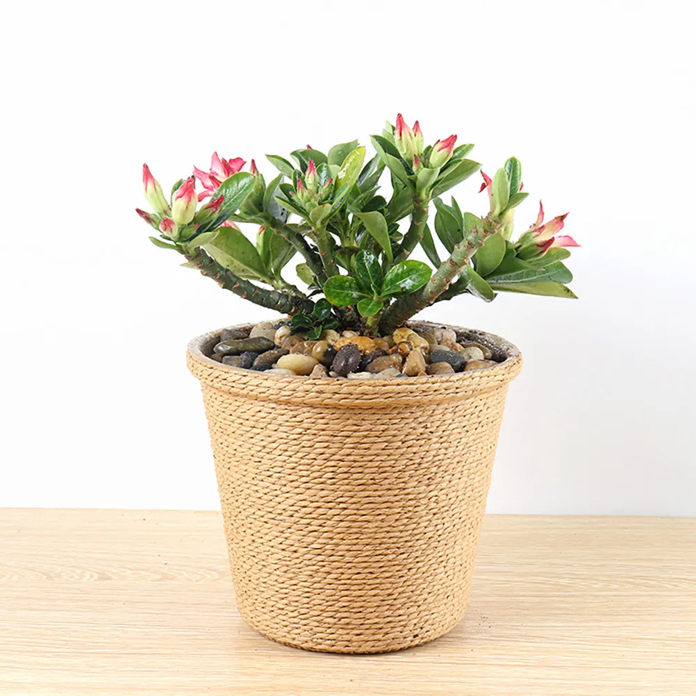1Pcs Biodegradable Seaweed Fiber Flower Vase Retro Planter with Integrated Tray Liner for Artificial Flowers Tables Shelves