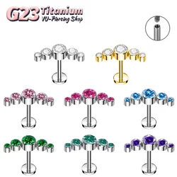 F136 Titanium Cz Fire Opal Lip Ring Cluster Ear Cartilage Tragus Helix Lobe Earrings Labret Punk classic Piercing Body Jewelry