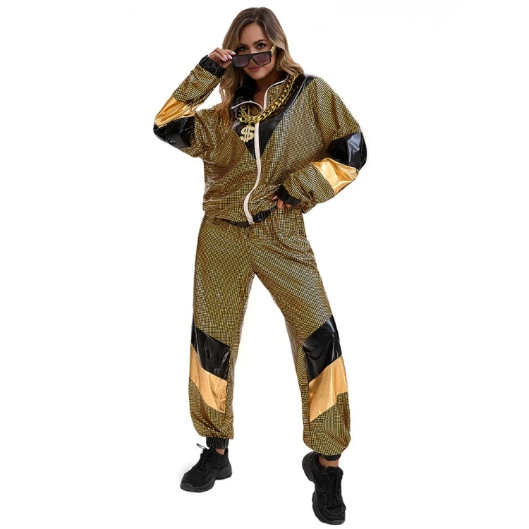 80s Disco Sportswear Jaet And Pants Cosplay Costume loween Stage Performance Outfit Women's Ethnic Faion Summer 2025