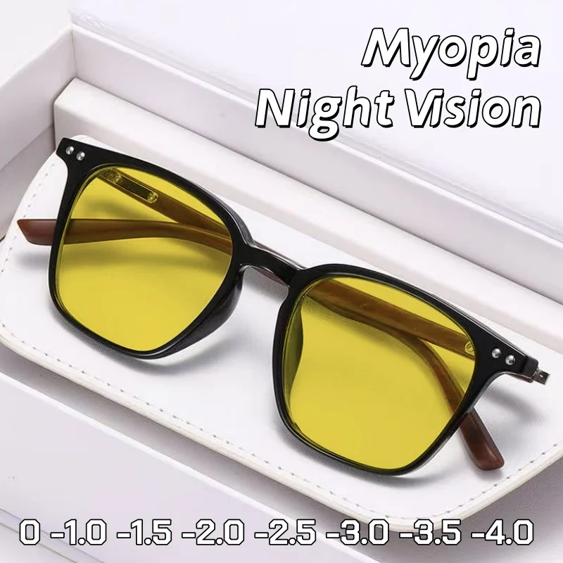 Men's Driving Night Vision Myopia Glasses Anti-glare Feature To Protect Against Strong Light Multi-functional Eyewear 0 To -4.0