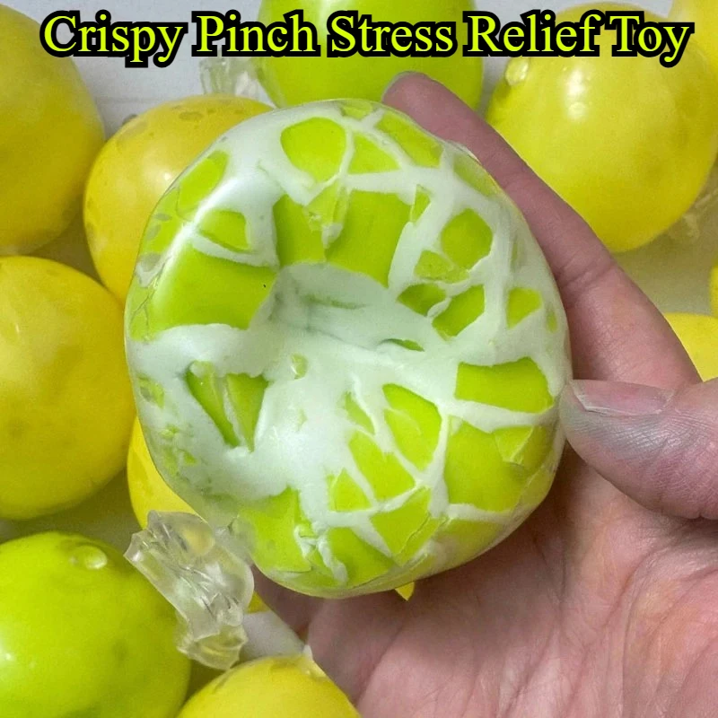 Zitrone & Apfel Knister-Stressball aus Ton, handgefertigt, mit Knistergeräusch, weich und langsam rückfedernd, entspannendes Spielzeug