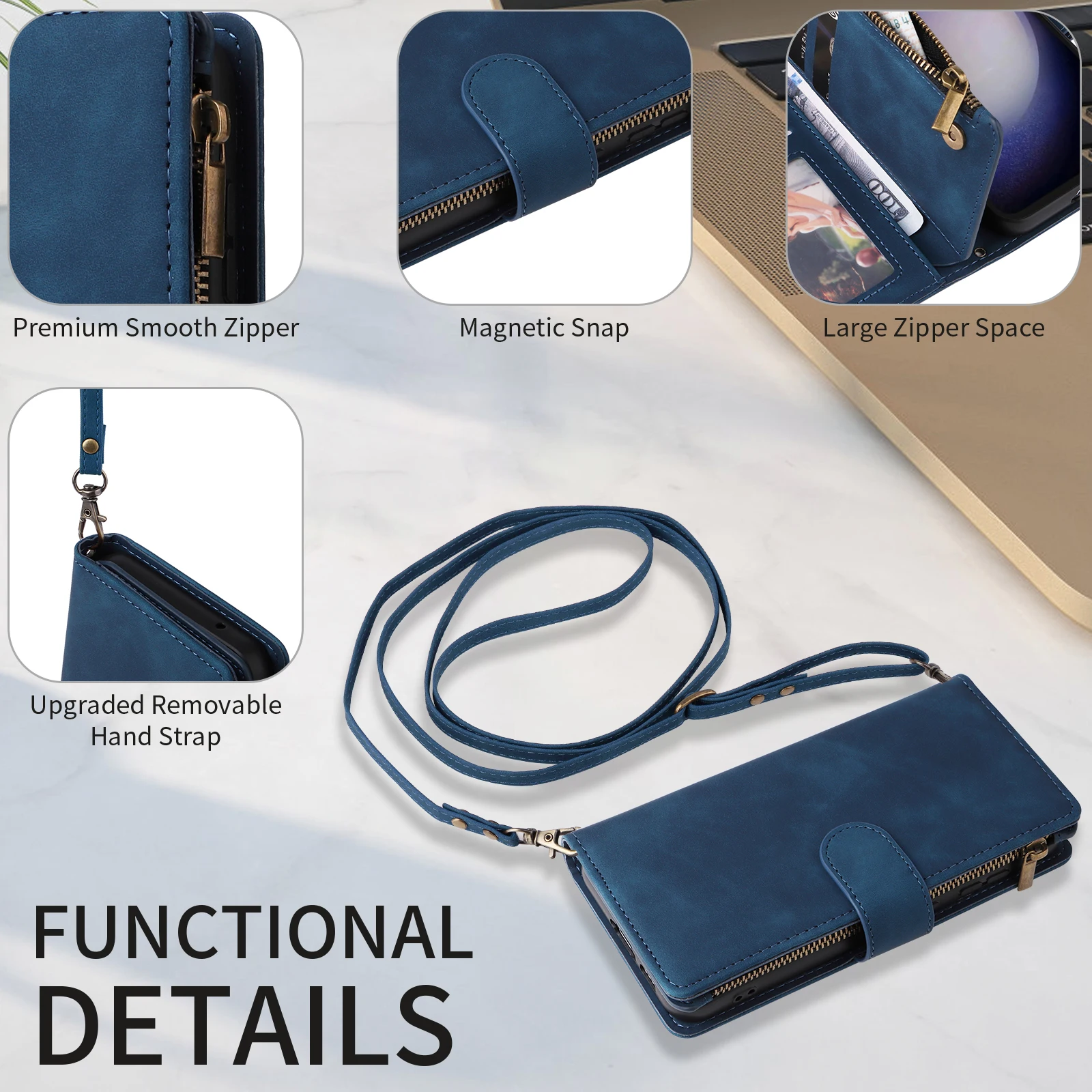 Crossbody سستة بطاقات حامل المحفظة حقيبة الحال بالنسبة لسامسونج غالاكسي S25 الترا S24 زائد S25Edge S23 S22 S21 S20FE S10 زائد غطاء