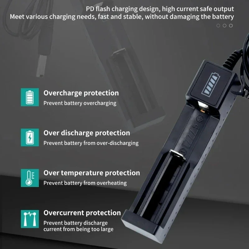Universal 1 Slot Battery USB Charger Adapter LED Smart Chargering for Rechargeable Batteries Li-ion 18650 26650 14500 Charger