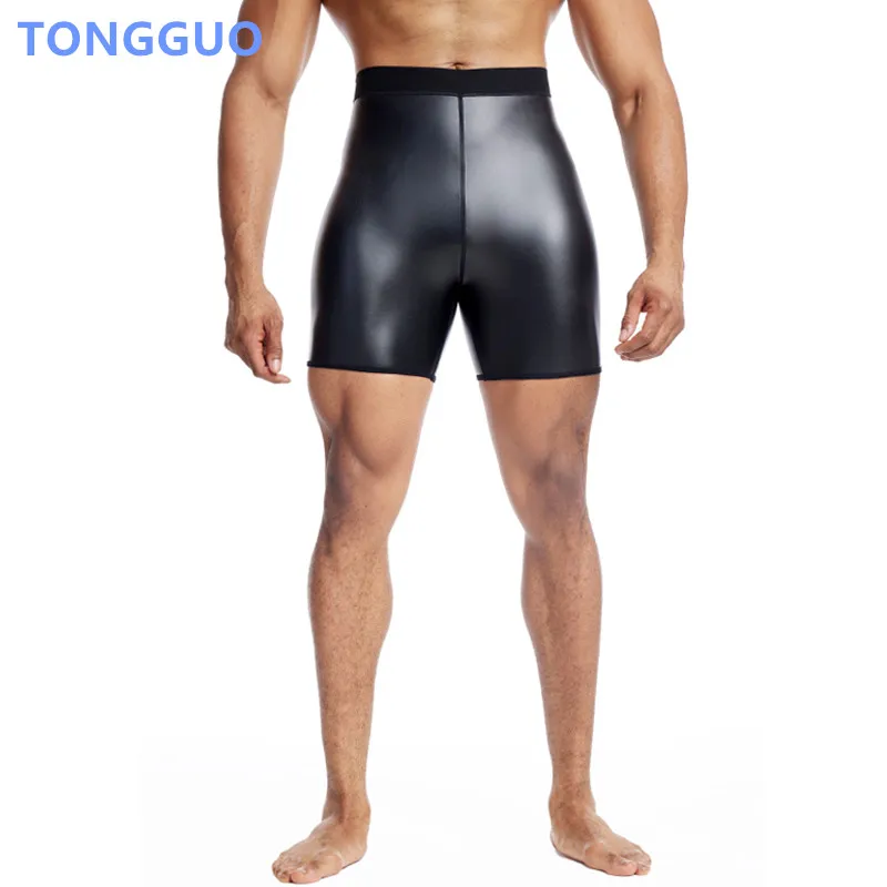 

Cool Boy Skinny Elastic waist Leather Pants Body Shaper Waist Trainer Control Panties Compression Underwear Fitness Shorts