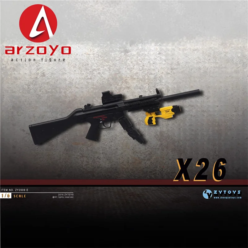 ZYTOYS ZY2009E 1/6 escala X26 pistola negro amarillo modelo de pistola accesorios para muñeco de cuerpo de figura de acción soldado de 12"
