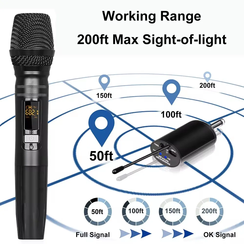 Universal U-band wireless two channel microphone for live streaming of karaoke, outdoor sound, conference interviews, stage micr