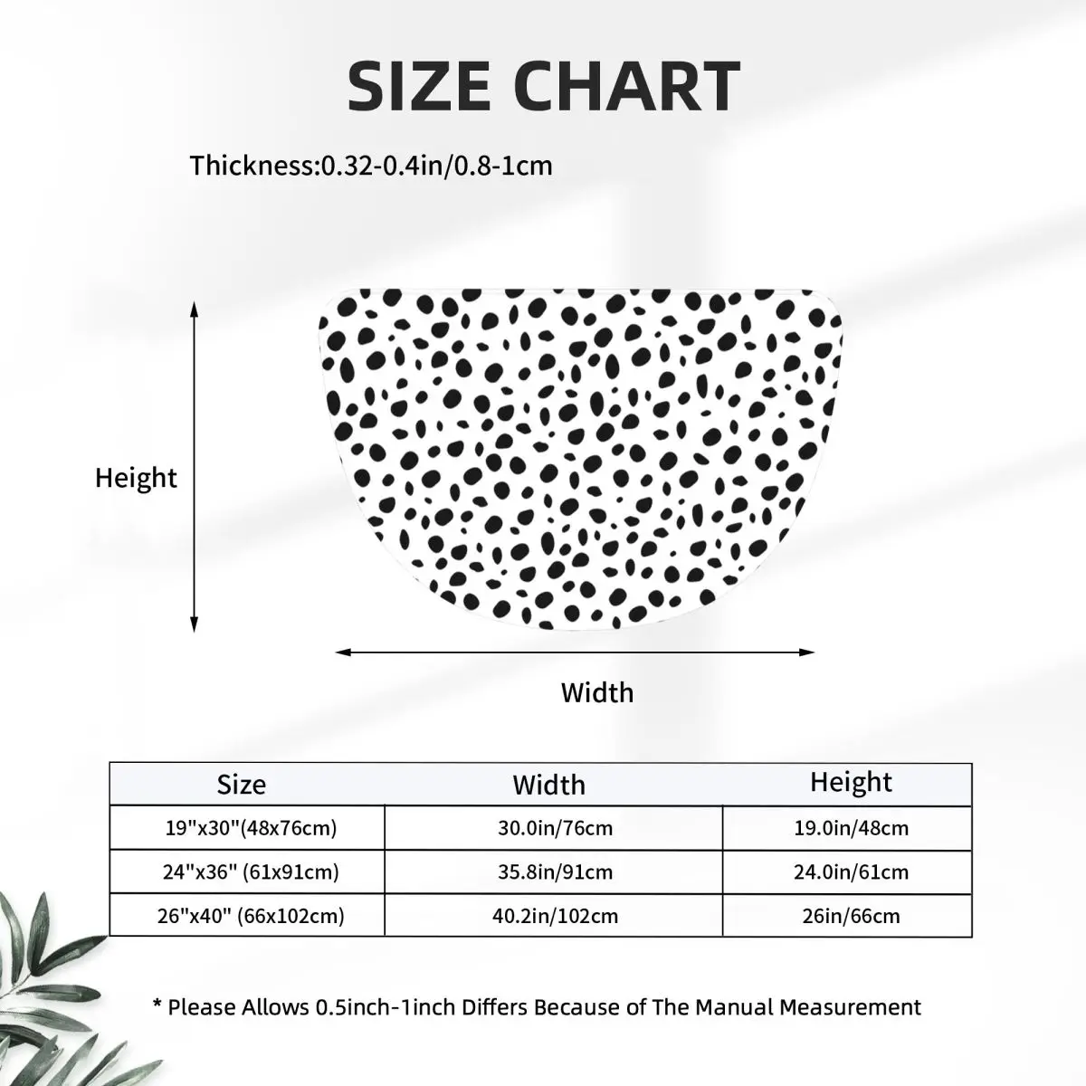 Small Dalmatian Print Soft Flannel Half Round Doormat Non Slip Bathroom Mat Absorbent Floor Carpet for Living Room