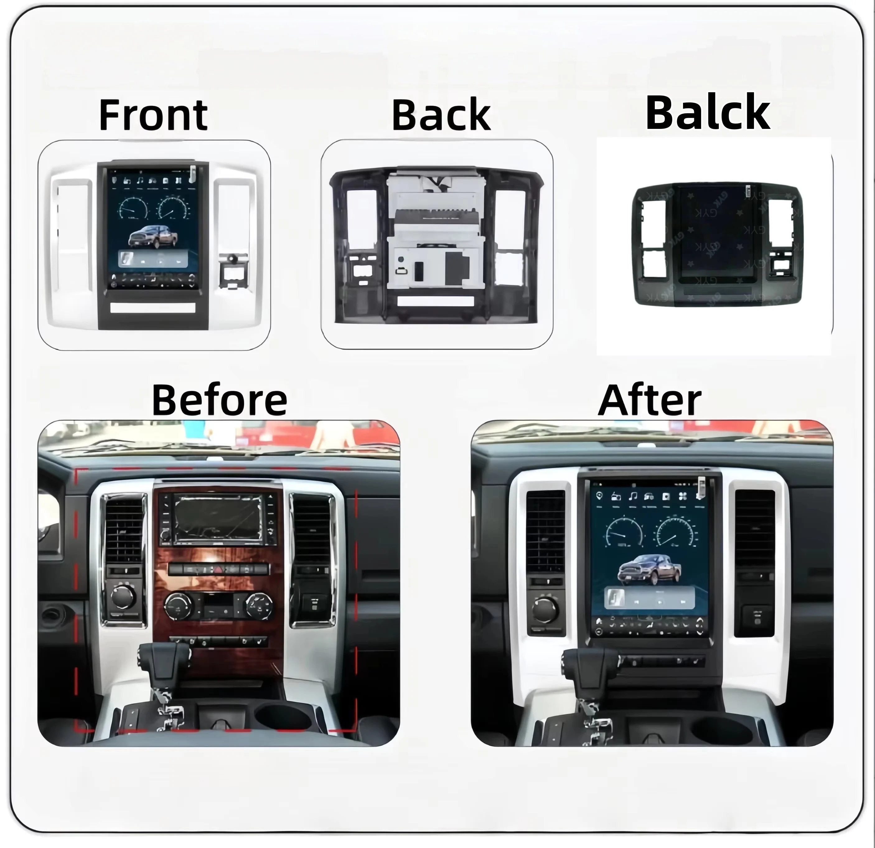 CarPlay Multimedia Player For Dodge RAM 1500 2500 2008 2009 2010 2011 2012 Android 13 Car Radio Receiver Stereo Unit GPS