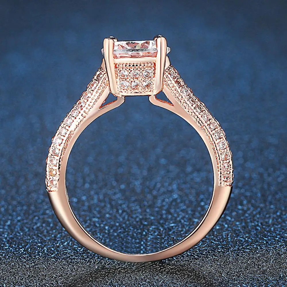 Cubic Zirconia Wedding/Engagement Rings Rose Gold Color Silver Color High Quality Lover\'s Ring For Women Jewelry Anel DWR207M