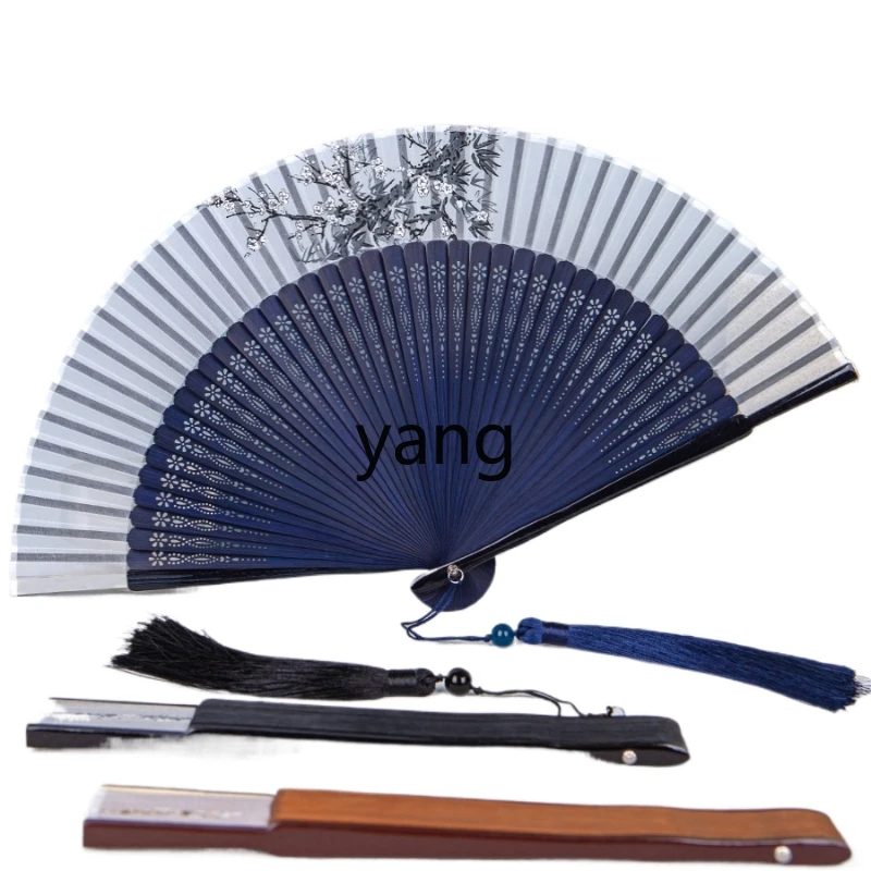 

LXL Chinese Style Gifts Ghatpot Silk Portable Portable Fan Dance Fan Performance Ancient Style Hollow out