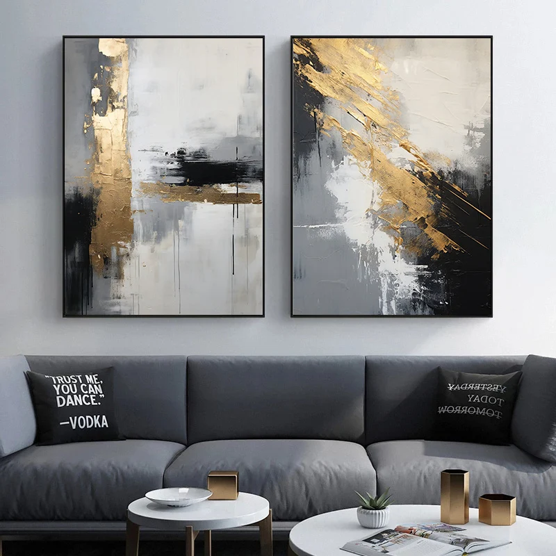 Abstract Modern Black Gold blue texture Minimalist Style Art Posters Canvas Painting Wall Prints Picture Living Room Home Decor