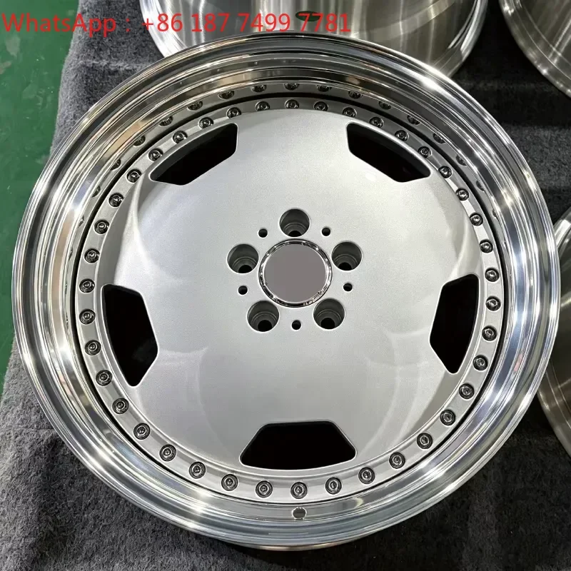 Cuustom Vintage Style 2 Piece Forged Wheels 18 19 20 21 22 Inch 5*4.5 5*112 5*114.3 Polished Lip Silver Paint Face for A3 A4