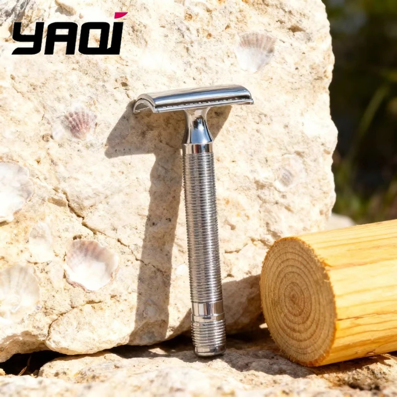 YAQI ماكينة حلاقة آمنة من الفولاذ المقاوم للصدأ عائمة احترافية 92 جرام/0.75 مللي متر تصميم تلميع من الفولاذ المقاوم للصدأ مثالي للعناية بالرجال