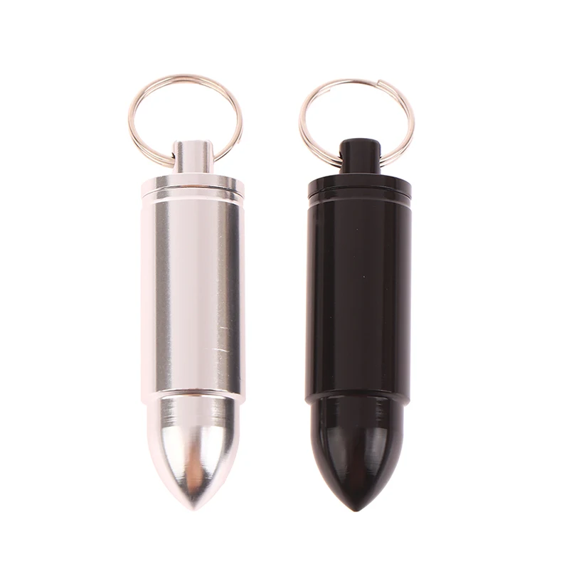 1Pc Metalen Mini Waterdichte Legering Reizen Pillendoos Pil Fles Cache Drug Houder Container Sleutelhanger Medicijndoos Gezondheidszorg