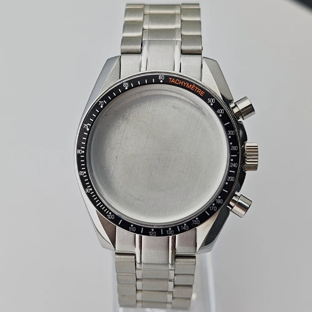 39.7 مللي متر حافظة ساعات معدنية تناسب ملحقات حركة VK63 زجاج الياقوت مجهزة بإطار وحزام VK63