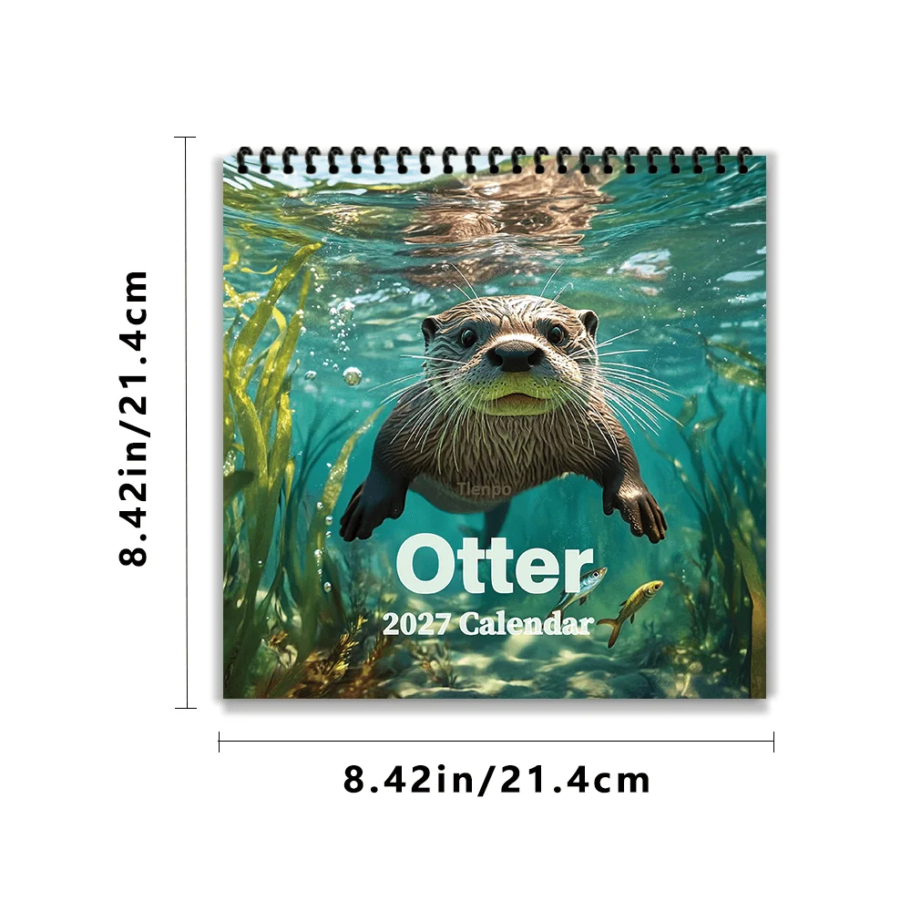1pc 2027 Wall Calendar,Realistic Otter Theme,12-Month Monthly Planner,Perfect Gift For Back-to-school Season,Christmas, New Year