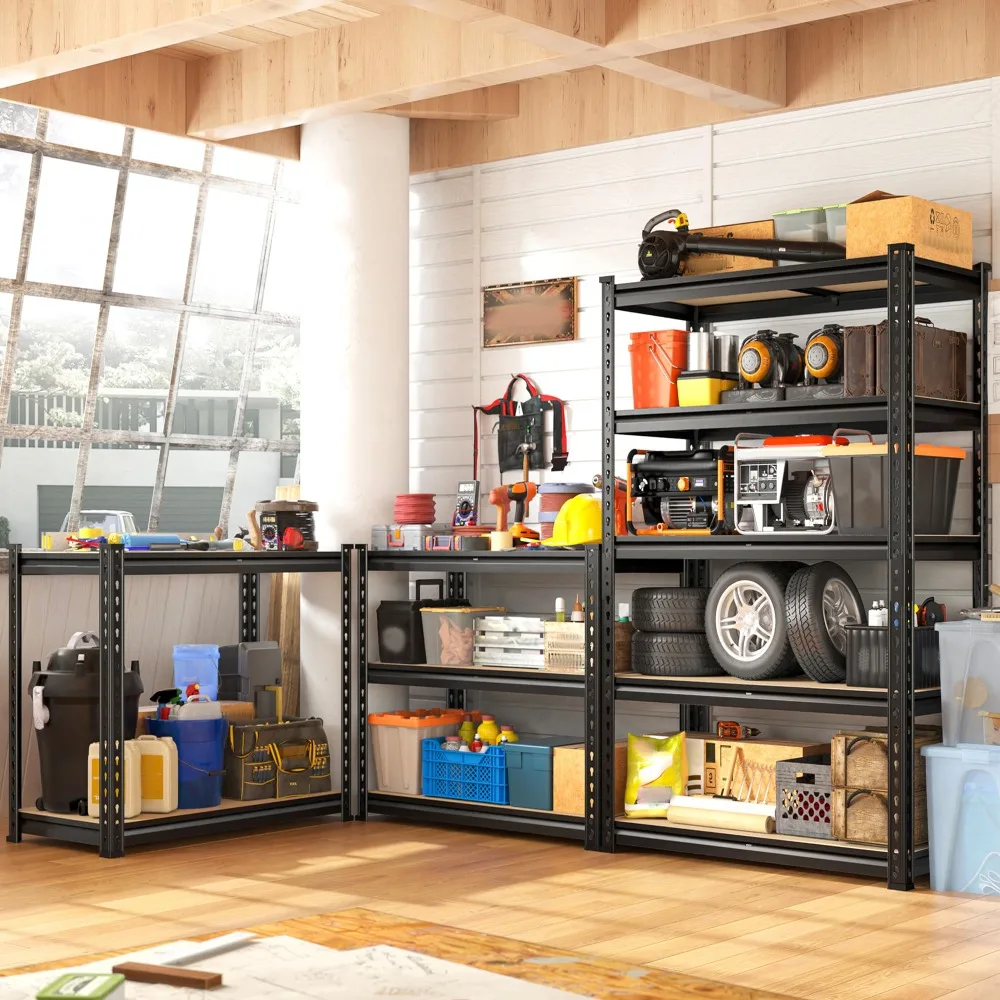 2 Pack Garage Shelving,5 Tier Heavy Duty Storage Shelves,Black