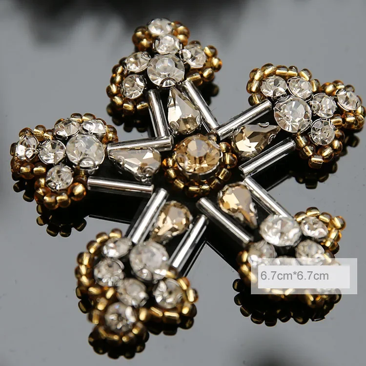 3pcs/lot Rhinestone beaded Patches snowflake sew on applique embroidery patches for clothing shoes  sequin parch ropa