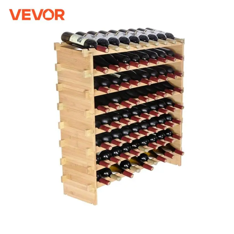 

VEVOR 48/72 Bottle Stackable Modular Wine Rack Free Standing Wine Storage Rack Bamboo Wine Holder Display Shelves for Cellar