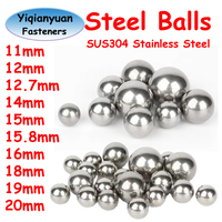 Yiqianyuan SUS304 Stainless Steel Ball 11mm 12mm 12.7mm 14mm 15mm-20mm Solid Smooth Bearing Steel Ball Spherical Bead Balls