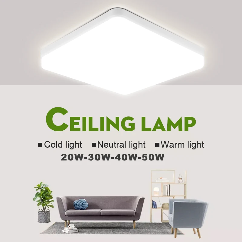 110V- 220V Ceiling Light Square Ceil Lamp 30/40/50W LED Light For Home Panel Modern Ceiling Lamp Kitchen Living Room Lighting