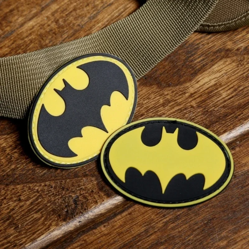 Bat Badge 3D PVC Hook and Loop Patches Black and Yellow Logo Accessories Morale Badges on Backpack Decoration Tactical Stickers