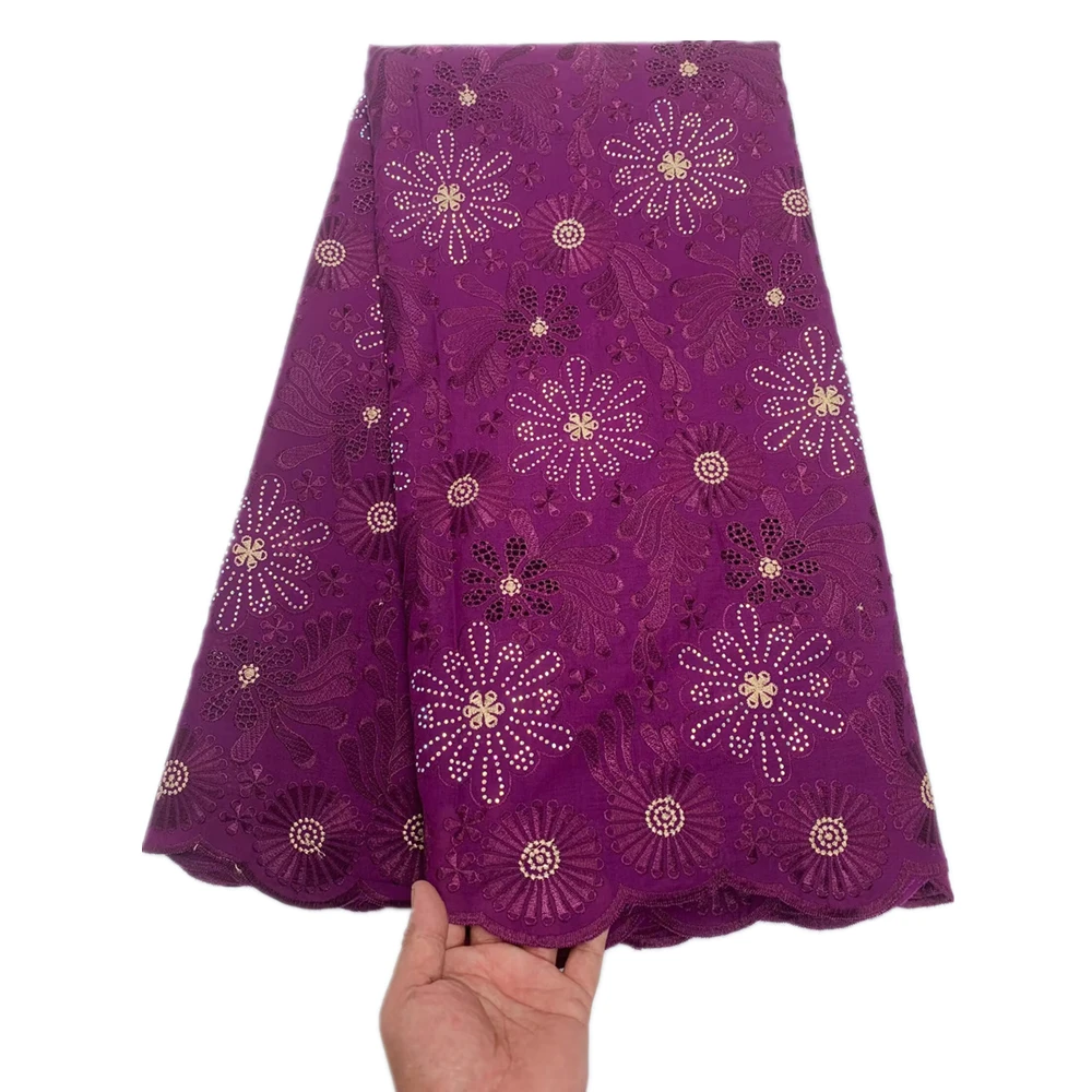 

African Lace High Quality Swiss Voile Lace Fabric With Stones Luxury Embroidered French Lace For Party Dress