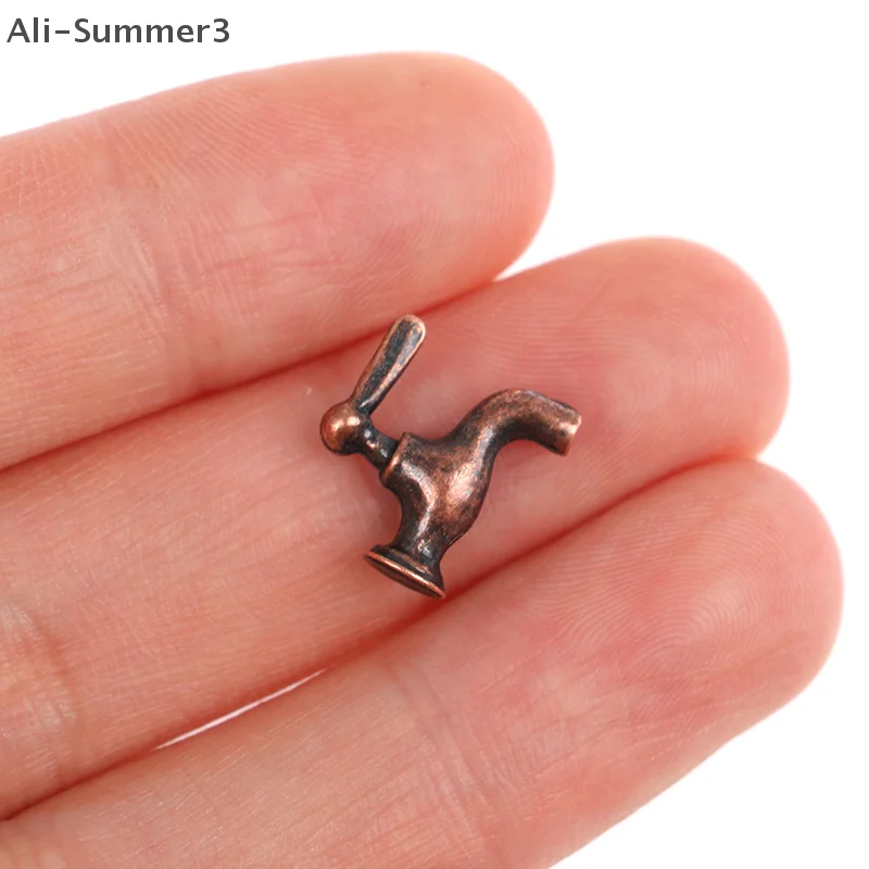 4pcs/set 1:12 Dollhouse Miniature Metal Water Tap Faucet Bathroom Accessories