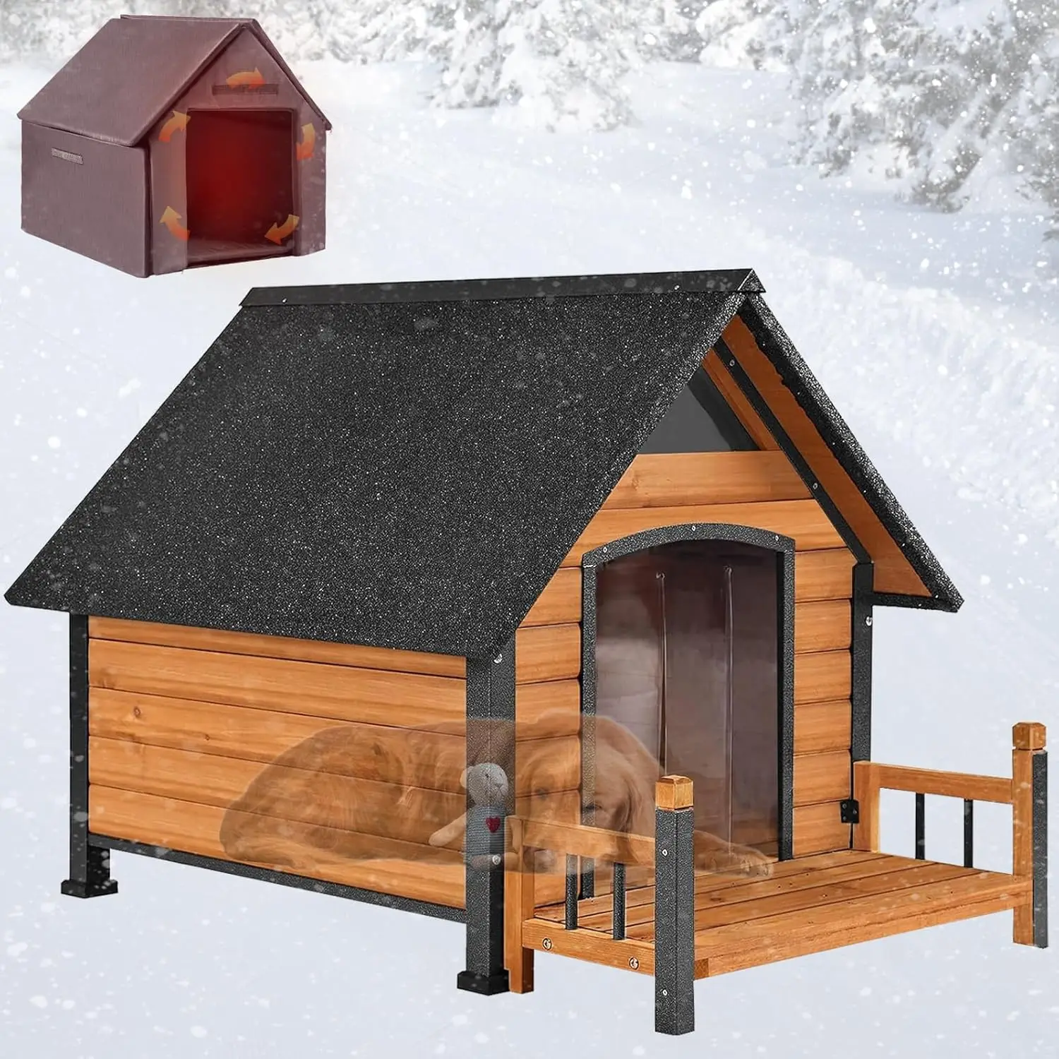 Dog House Outdoor Insulated Dog Kennel Outside for Large Breed 50.87