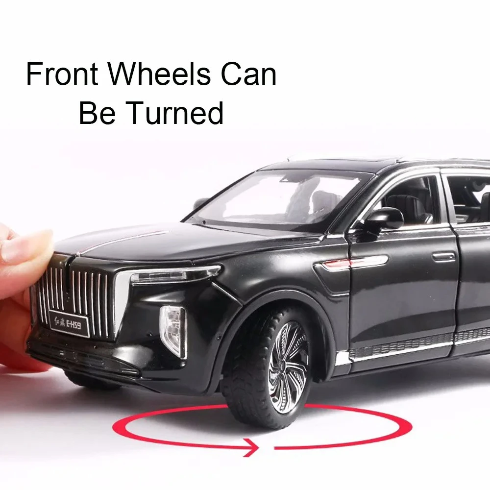 1:24 HONGQI E-HS9 Autos Spielzeug Legierung Diecast Modell Rad Zurückziehen Miniatur Auto mit Licht Sound Fahrzeug Kinder Kindertag Geschenke