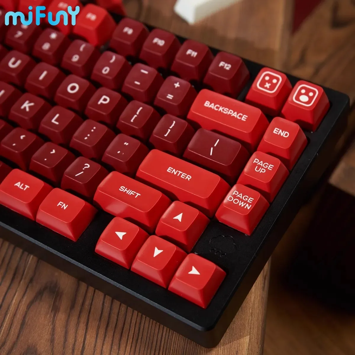 MiFuny 160 Keys SA Profile Ham Keycaps Complete Set Red ABS Two-color Injection Molding KeyCaps for Alice Mechanical Keyboard