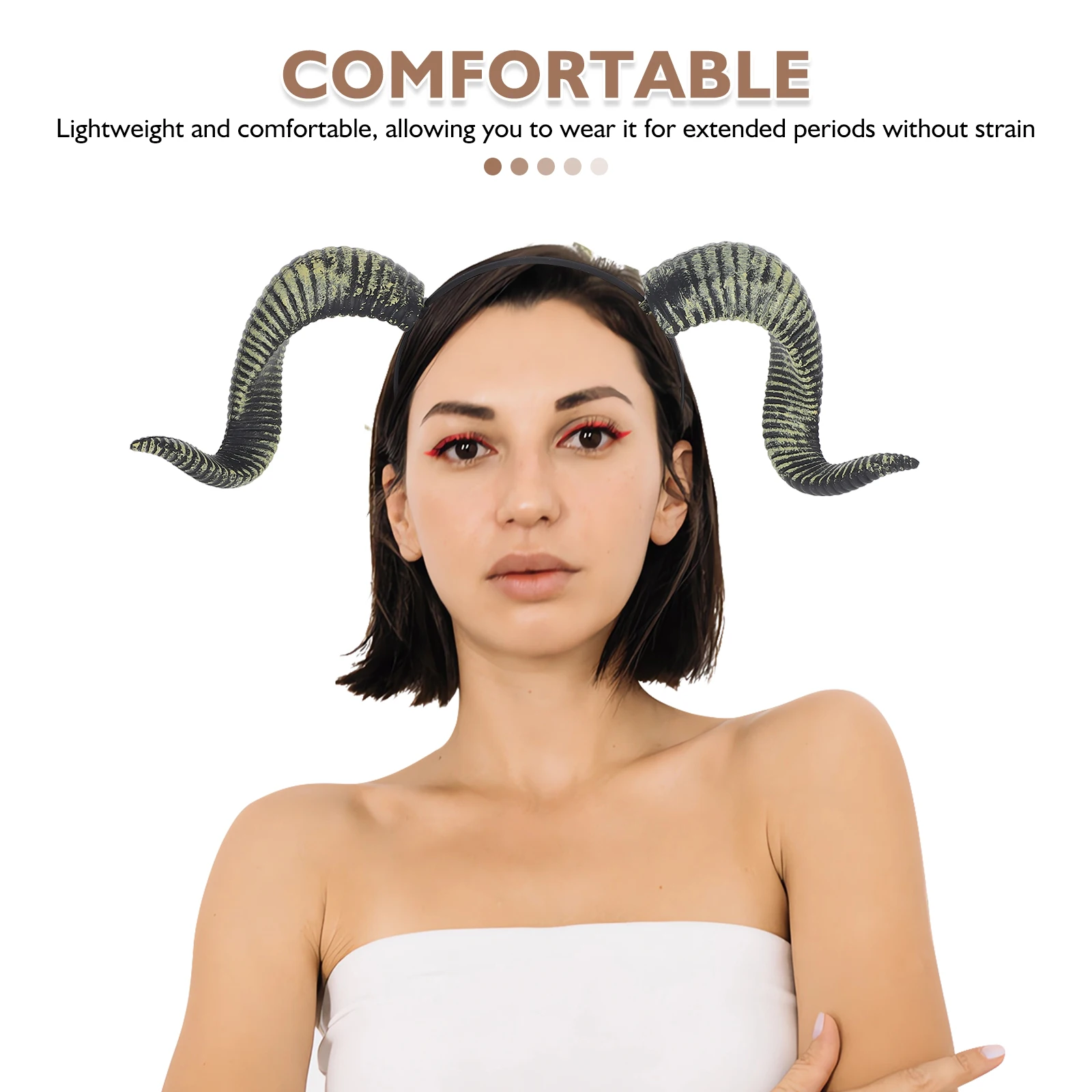 

Sheep Horn Headhand Headwear Halloween Costume Gothic Horn Hair Hoop for Cosplay Party PU Horns Hair Accessory for Men and Women