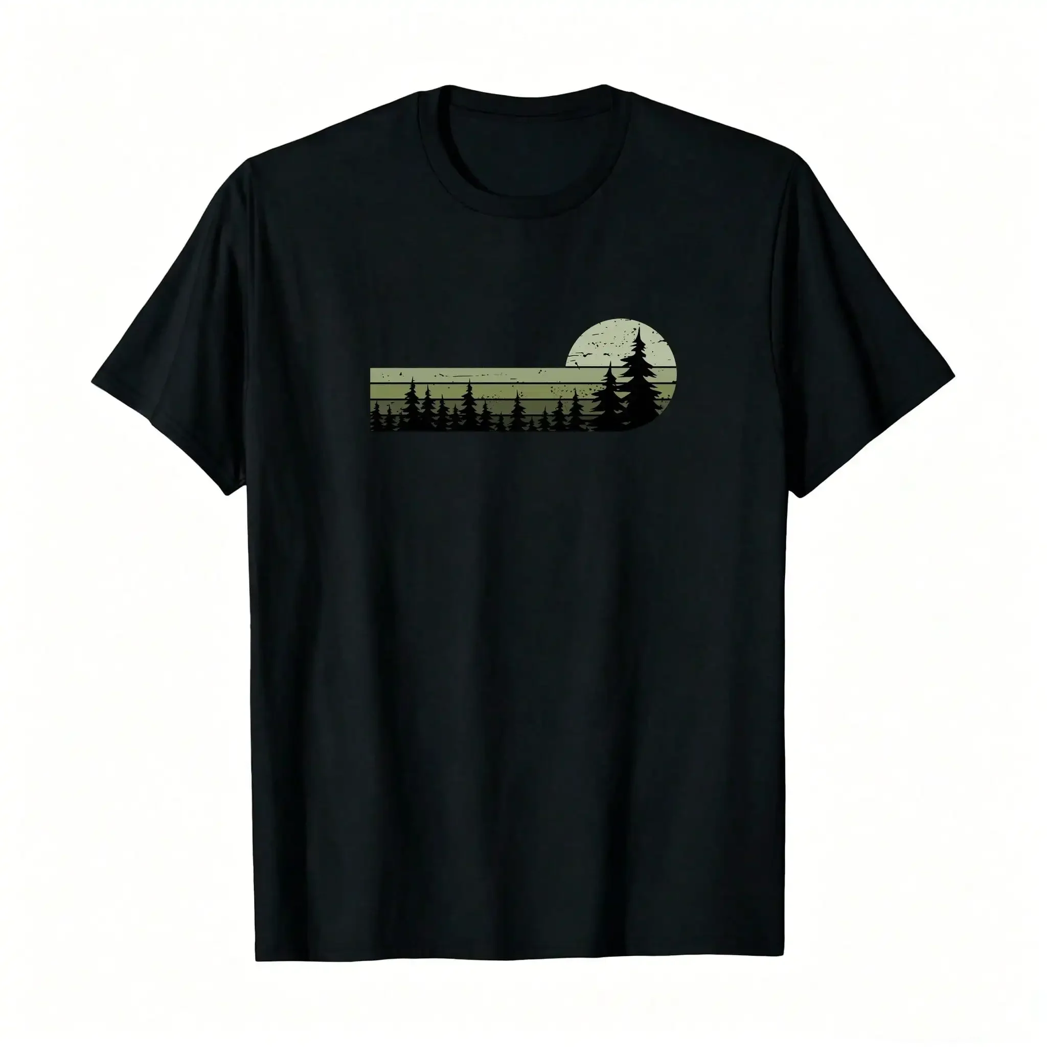 Trees Wildlife Nature Vintage Forest Pullover  Men's Casual S_,Breathable And Comfortable Short-Sleeved Round-Neck Top, Suitable For All Seasons, Everyday Wear For Women