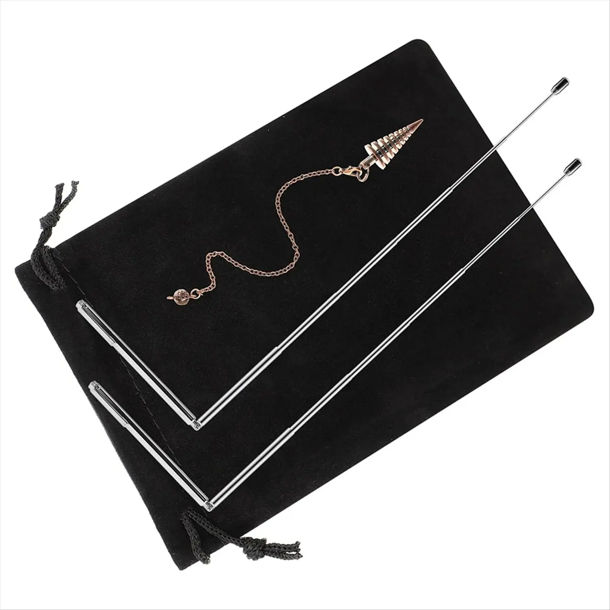 【POPULAR PICK】Diving Rod Copper and Taoist Pendulum for Diving Water 2 Retractable Diving Rods with Copper Handles Silver