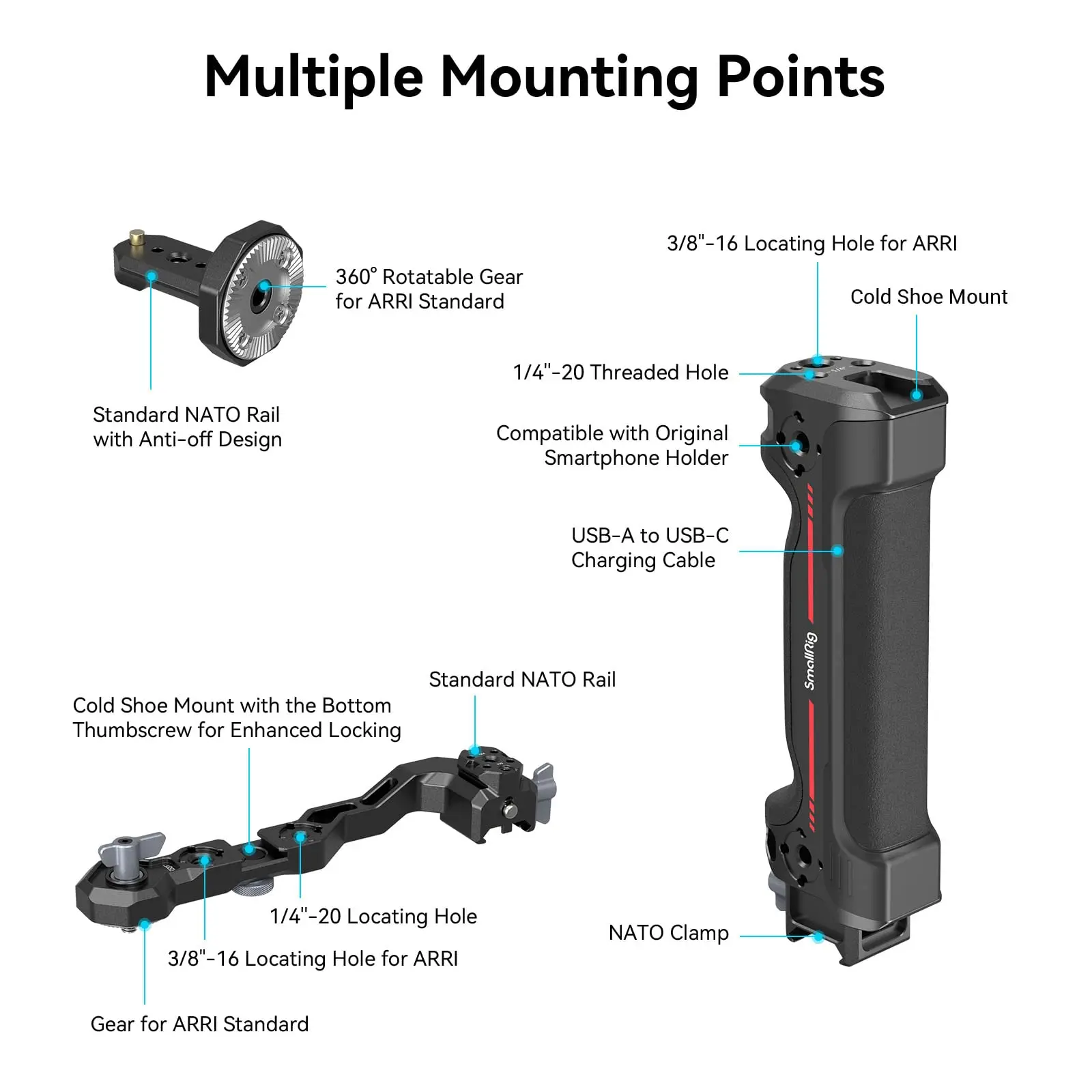 SmallRig Wireless Control Sling Handgrip  for DJI RS 2, for DJI RS 3 Pro / RS 4/RS 4 Pro with Wireless Controller 3920