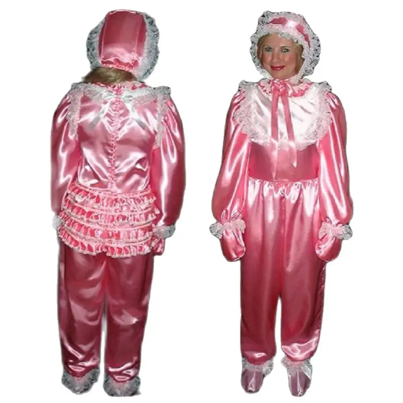 Sissy-Ensemble complet de vêtements en satin rose pour enfants, joli tablier de serviteur, chapeau et gants, personnalisation française, 1 pièce, nouveau